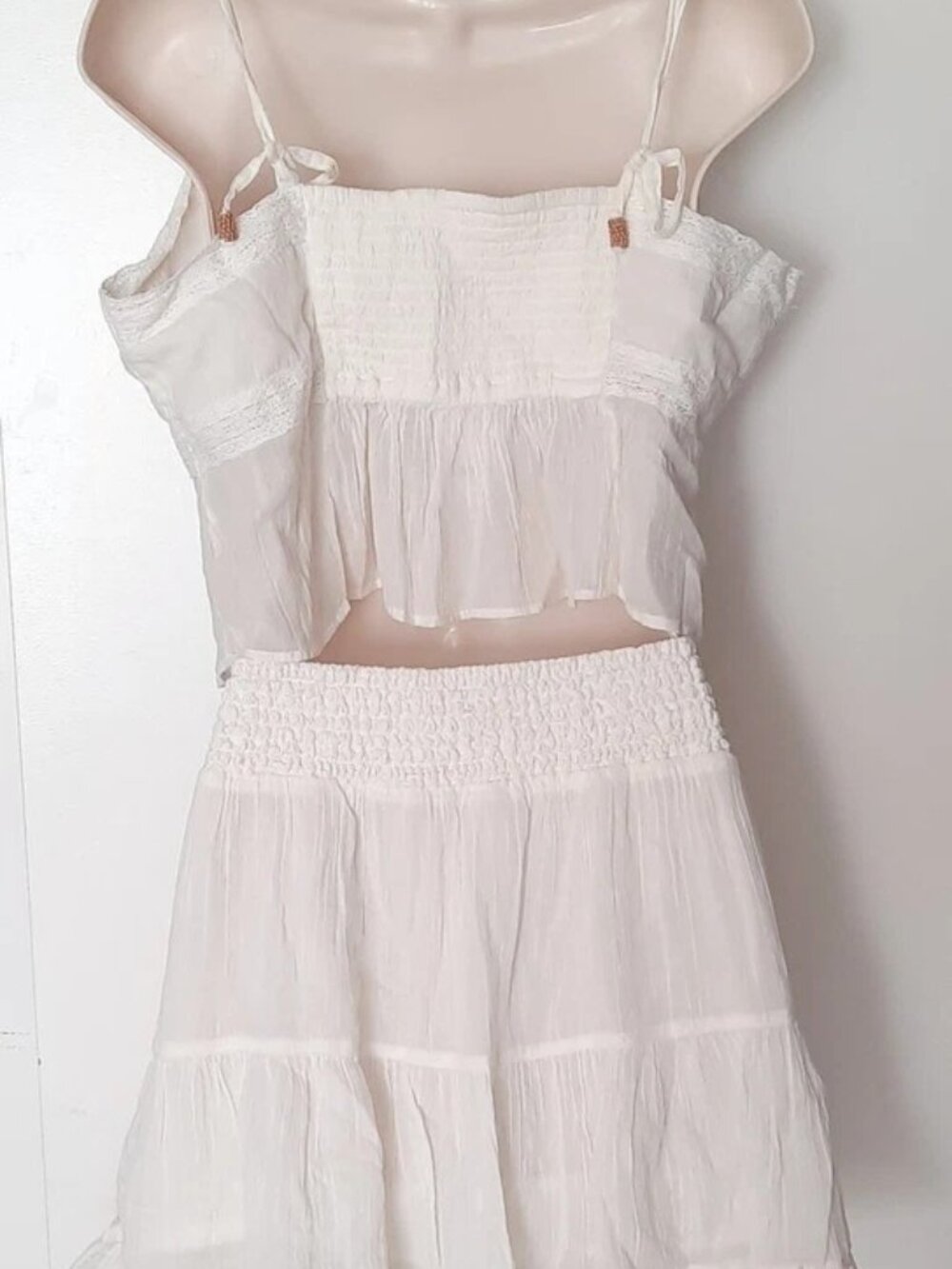 Free People Zaria Set Tank Top & Mini Skirt Set Ivory Size Large NWT - Picture 5 of 11